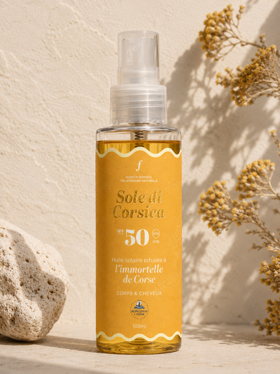 Huile Solaire SPF 50 à l'Immortelle de Corse